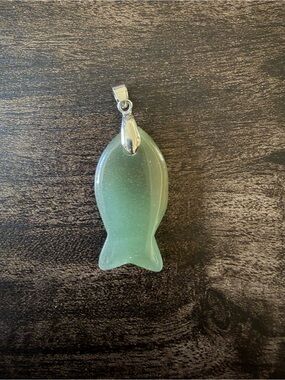 Green Aventurine Carved Fish Pendant..